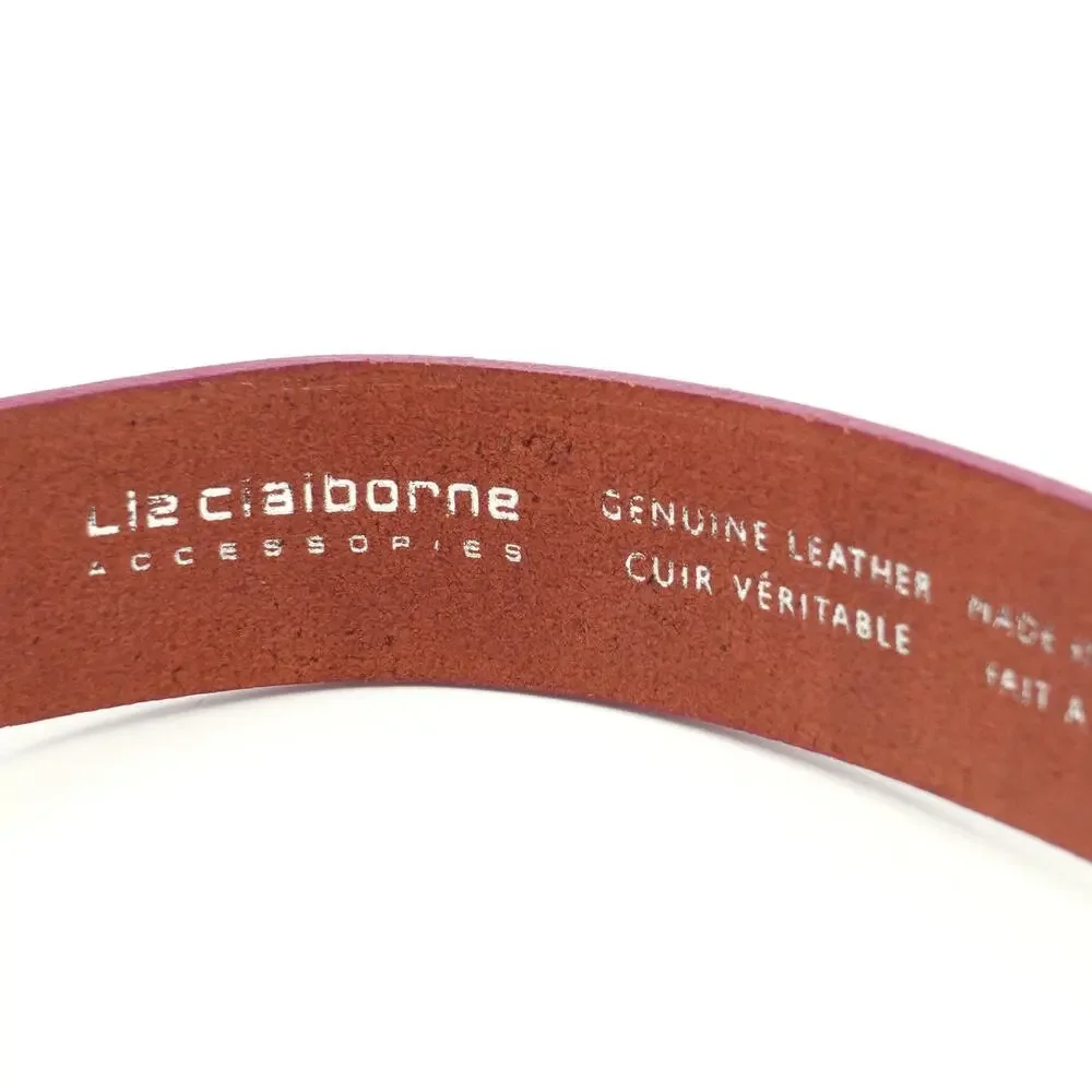 Vintage Magenta Leather Belt with Silver Buckle